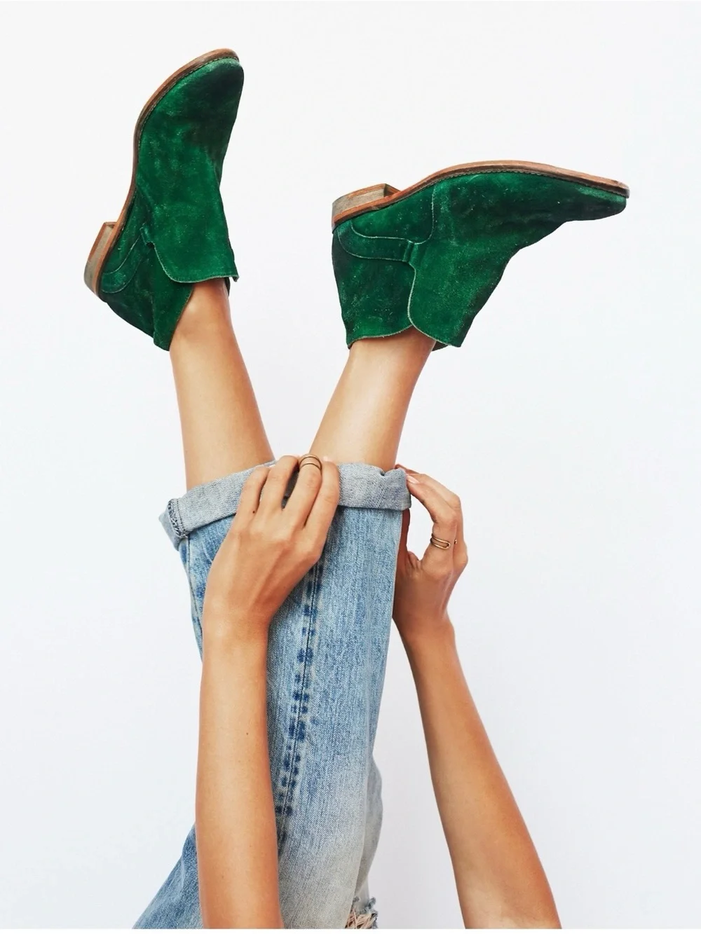 Free people emerald green suede booties Sz6
